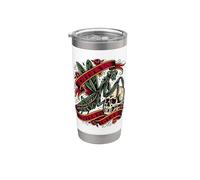 Las niñas serán niñas mantis rezando cráneo tatuaje estilo artístico Vaso térmico de acero inoxidable de doble pared