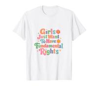 Las niñas Solo Quieren Tener Feminista Fundamental en Derechos Humanos Camiseta gráfica económica, Hombre, Blanco, S