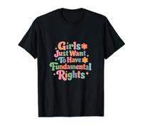Las niñas Solo Quieren Tener Feminista Fundamental en Derechos Humanos Camiseta gráfica económica, Hombre, Negro, M