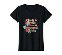 Las niñas Solo Quieren Tener Feminista Fundamental en Derechos Humanos Camiseta gráfica económica, Mujer, Negro, S