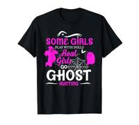 Las niñas Van a Cazar Fantasmas Investigador Paranormal Camiseta gráfica económica, Hombre, Negro, L