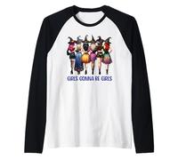 Las niñas van a ser brujas de Halloween, lindo escuadrón de brujas Camiseta Manga Raglan