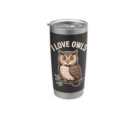 Las obras de arte de I Love Owls Enthusiast Vaso térmico de acero inoxidable de doble pared