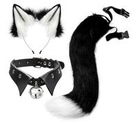 Las orejas de y el juego de cola, diadema suave y esponjosa de, cola peluda ajustable gargantilla estilo collar, disfraz de cosplay de la fiesta de Halloween