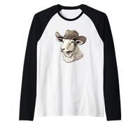 Las ovejas se vuelven occidentales con un sombrero de vaquero genial Camiseta Manga Raglan