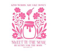 Las palabras amables son como la miel. Diseño cristiano con versículo bíblico Proverbios 16:24. Calcomanías de letras 49.2x60.5cm Removible sin dejar pegamento Rosa