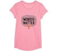 Las Palabras importan Anti Bullying Empatía Amor Respeto Bondad Camiseta, Niñas, Rosado, Pequeña
