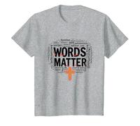 Las Palabras importan Anti Bullying Empatía Amor Respeto Bondad Camiseta, Niños, Gris Jaspeado, 10 años
