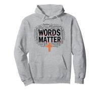 Las Palabras importan Anti Bullying Empatía Amor Respeto Bondad Sudadera con Capucha, Unisex para Adultos, Gris Jaspeado, M