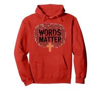 Las Palabras importan Anti Bullying Empatía Amor Respeto Bondad Sudadera con Capucha, Unisex para Adultos, Rojo, XXL