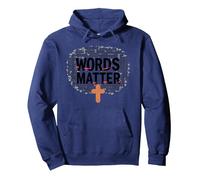 Las Palabras importan Anti Bullying Empatía Amor Respeto Bondad Sudadera con Capucha, Unisex para Adultos, Azul Marino, M