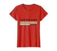 Las Palmas Vintage Rayas Camiseta, Mujer, Rojo, L