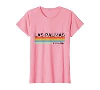 Las Palmas Vintage Rayas Camiseta, Mujer, Rosado, XL