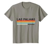 Las Palmas Vintage Rayas Camiseta, Niños, Pizarra, 8 años