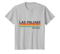Las Palmas Vintage Rayas Camiseta, Niños, Plata, 6 años