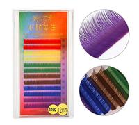 Las pestañas falsas del arco iris de color Las pestañas falsas Extensión de la pestaña Color degradado Fake Eye Lashes 12mm