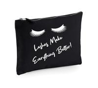 Las pestañas hacen que todo sea mejor, bolsa de maquillaje divertida, Black
