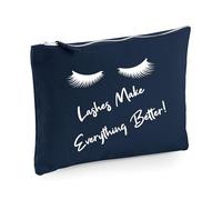 Las pestañas hacen que todo sea mejor, bolsa de maquillaje divertida, Blue