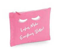 Las pestañas hacen que todo sea mejor, bolsa de maquillaje divertida, Pink