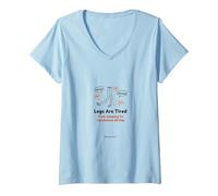 Las piernas están cansadas de Saltar a conclusiones Todo el día Camiseta Cuello V, Mujer, Azul Bebé, L