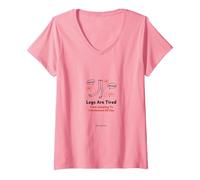 Las piernas están cansadas de Saltar a conclusiones Todo el día Camiseta Cuello V, Mujer, Rosado, XXL