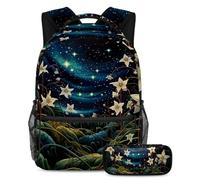 Las plantas estrelladas vuelven a la escuela con nuestro juego de mochila y estuche para niños, niñas y adolescentes, Multicolor#05, B:29.4x20x40cm P:19x7.5x3.8cm, Mochilas Daypack