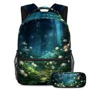 Las plantas estrelladas vuelven a la escuela con nuestro juego de mochila y estuche para niños, niñas y adolescentes, Multicolor#02, B：29.4x20x40cm P：19x7.5x3.8cm, Mochilas Daypack