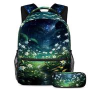 Las plantas estrelladas vuelven a la escuela con nuestro juego de mochila y estuche para niños, niñas y adolescentes, Multicolor#03, B：29.4x20x40cm P：19x7.5x3.8cm, Mochilas Daypack