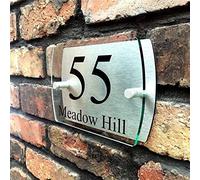 las puertas de la pared, Placa de número de casa de acrílico transparente rectangular curvado personalizado de 100 x 140 mm con respaldo de aluminio.(Curved)