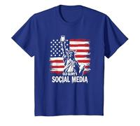 Las Redes sociales de Old Glory Camiseta, Niños, Azul Real, 10 años