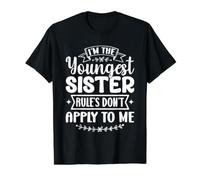 Las Reglas de la Hermana más Joven no se aplican a mí Funny Matching Camiseta gráfica económica, Hombre, Negro, XL