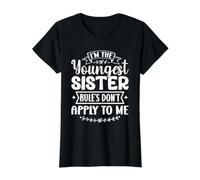 Las Reglas de la Hermana más Joven no se aplican a mí Funny Matching Camiseta gráfica económica, Mujer, Negro, L
