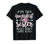 Las reglas de la hermana menor no se aplican a mí Funny Sibling Floral Camiseta