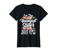 Las Reglas de la Hermana Menor no se aplican a mí Hermano 3 Hermanas Camiseta gráfica económica, Mujer, Negro, XS