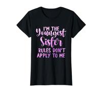 Las Reglas no se aplican a mí Hermana más Joven 3 Coincidencia de Hermanas Camiseta gráfica económica, Mujer, Negro, L