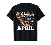 Las Reinas Nacen en Abril: Divertido cumpleaños en Abril Camiseta gráfica económica, Hombre, Negro, M