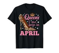 Las Reinas Nacen en Abril: Divertido cumpleaños en Abril Camiseta gráfica económica, Hombre, Negro, S