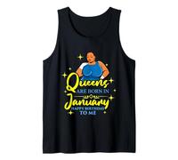 Las Reinas Nacen en enero Melanin Black Women Girl Birthday Camiseta sin Mangas