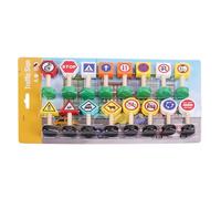 Las señales de tráfico, señales de tráfico para ellos, 16x de diferentes ventajas, bloques de señal agotados, edificio de madera -set, juego de seguridad para los niños
