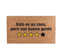LAS TELAS ... Felpudo 100% Fibra de Coco Antideslizante Estampado Frase Esto es un Caos, Pero Son Buena Gente. Alfombra Puerta. Felpudo Entrada. Medida 40 * 70cm.