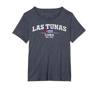 Las Tunas Cuba Camiseta, Mujer Tallas Grandes, Azul Jaspeado, 4XL Grande