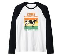 Las Vacas me Hacen Feliz no Tanto Camiseta Manga Raglan