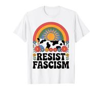 Las Vacas resisten el fascismo Retro Groovy Rainbow No Kings Hippie Camiseta