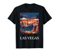 Las Vegas Nevada Horizonte Desierto Retro Ciudad Puesta del Sol Arte Camiseta