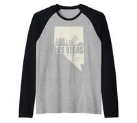 Las Vegas Nevada Skyline State Map Coordina Vintage Pride Camiseta Manga Raglan