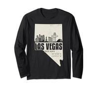 Las Vegas Nevada Skyline State Map Coordina Vintage Pride Manga Larga