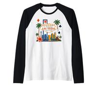 Las Vegas Nevada Viaje de Vacaciones Souvenir NV Skyline Camiseta Manga Raglan