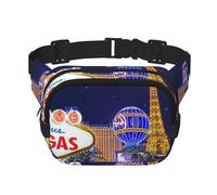 Las Vegas Night City - Riñonera cuadrada de doble capa para el pecho, bolsa cruzada para correr, viajes, senderismo