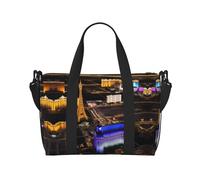 Las Vegas Night Print - Bolsa de transporte versátil para viajes, gimnasio, ideal para negocios, deportes, estancias de fin de semana, color negro, talla única, Black, Talla única