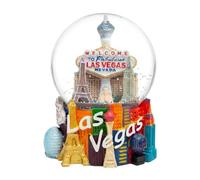 Las Vegas Snow Globe - Cartel de bienvenida de 3.5 pulgadas con réplica de la Torre Eiffel y base de resina de horizonte de tira